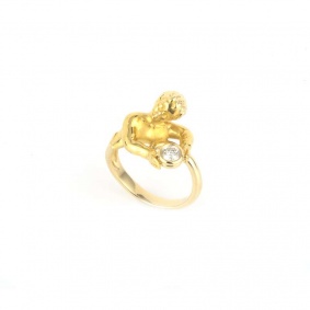 18k Yellow Gold Diamond Cherub Ring